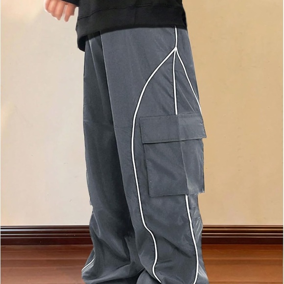 SHEIN Other - SHEIN Dark Gray Cargo Pants with White Trim